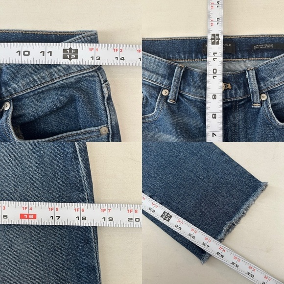 Banana Republic High Rise Straight Leg Jeans Distressed Raw Hem Blue Size 0/25 - Picture 11 of 14